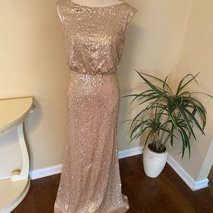 David’s Bridal golden dress